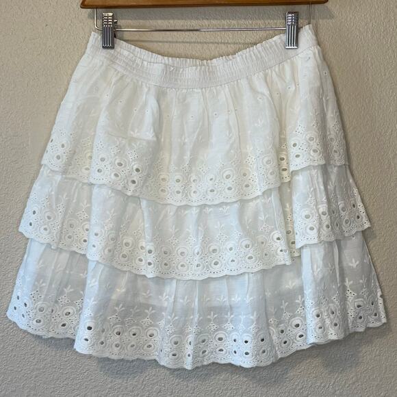 House of Harlow 1960 Dresses & Skirts - House of Harlow 1960 Ruffle Cottage Core White Eyelet Tiered Mini Skirt Small